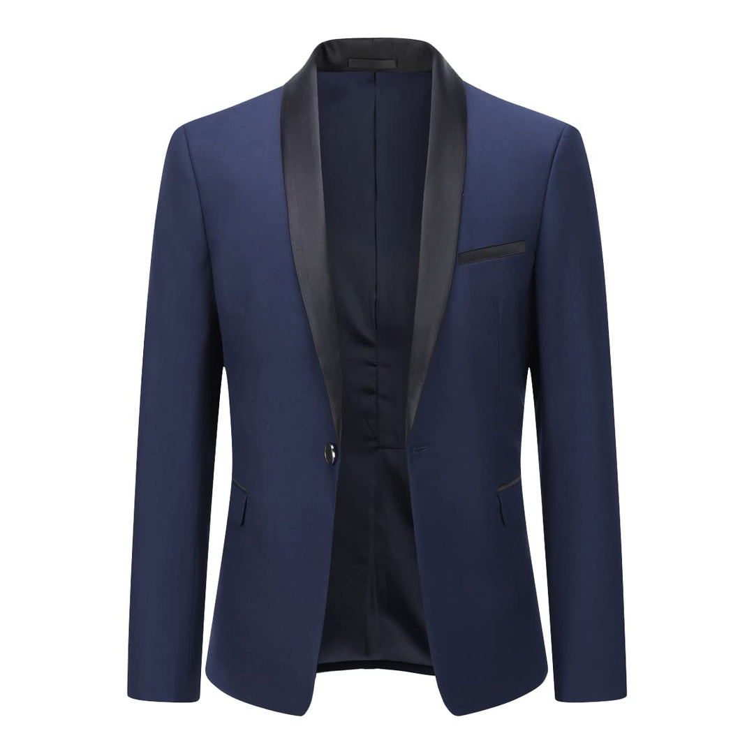 YOUTHUP Sakko Herren Slim Fit Schalkragen Anzugjacke 1 Knopf Tuxedo Jacke für Hochzeit Freizeit XS B
