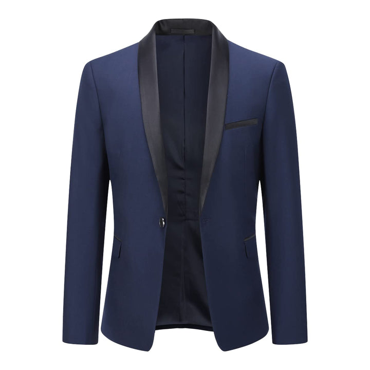 YOUTHUP Sakko Herren Slim Fit Schalkragen Anzugjacke 1 Knopf Tuxedo Jacke für Hochzeit Freizeit XS B