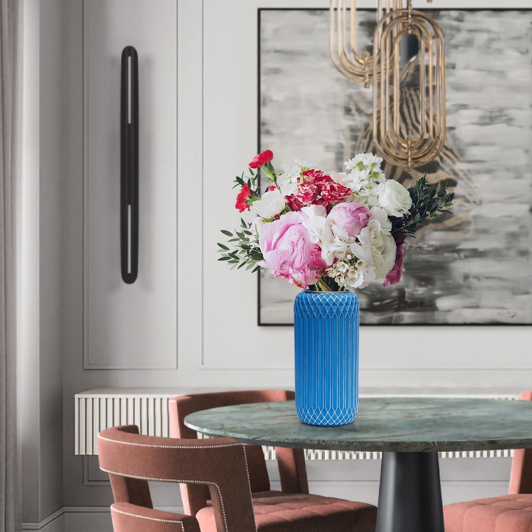 Suanti Dekorative Blumenvase (28 cm), Gross Blau Moderne Vase, Einzigartigen Formen Vase, Für Home O