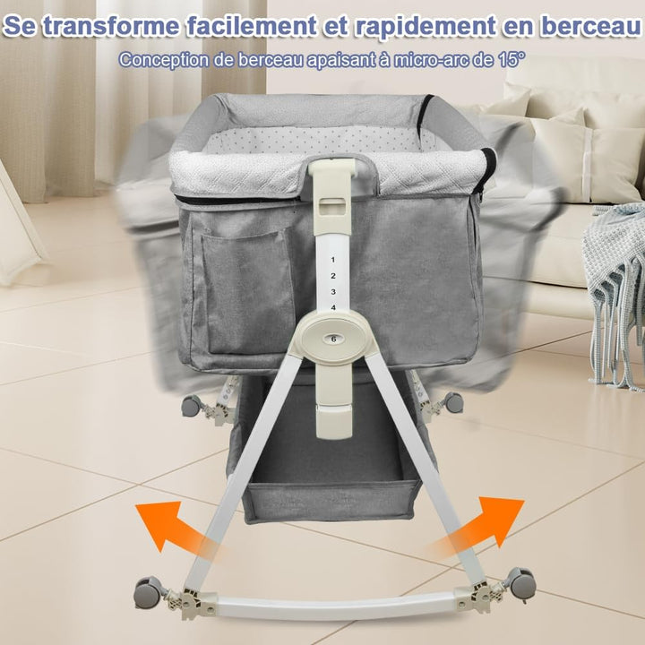 homewell 2 en 1 Lit Cododo Bebe Pliable, Berceau Cododo 0-30 Mois, 6 Réglages de Hauteur, Berceau bé