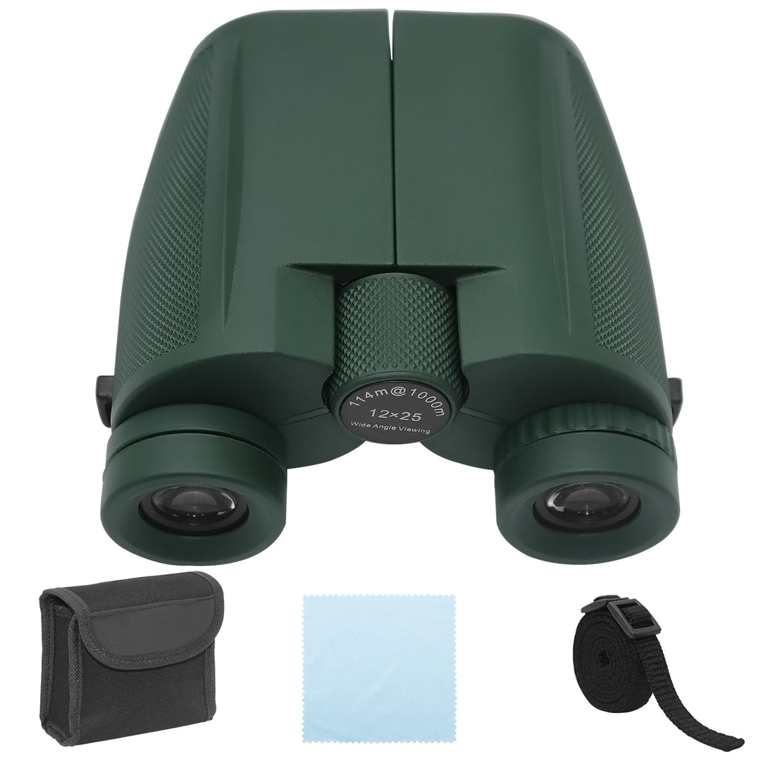 Fernglas Klein, 12 × 25 Fernglas Erwachsene Faltbar Binoculars Feldstecher Ferngläser mit Tragetasch