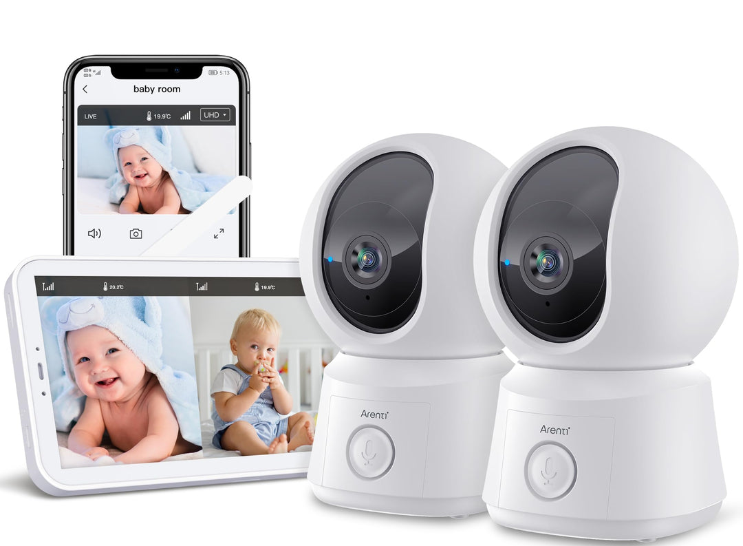 ARENTI Babyphone mit 2 Kamera und App mit 5" Display, 1080P PTZ Video Babyfon mit Kamera, One-Touch-