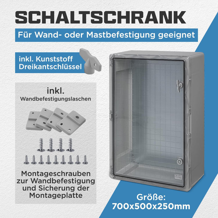 BOXEXPERT® Verteilerkasten aussen wasserdicht [ABS Kunststoff IP65 Gehäuse inkl. Sichttür] grau (Ser