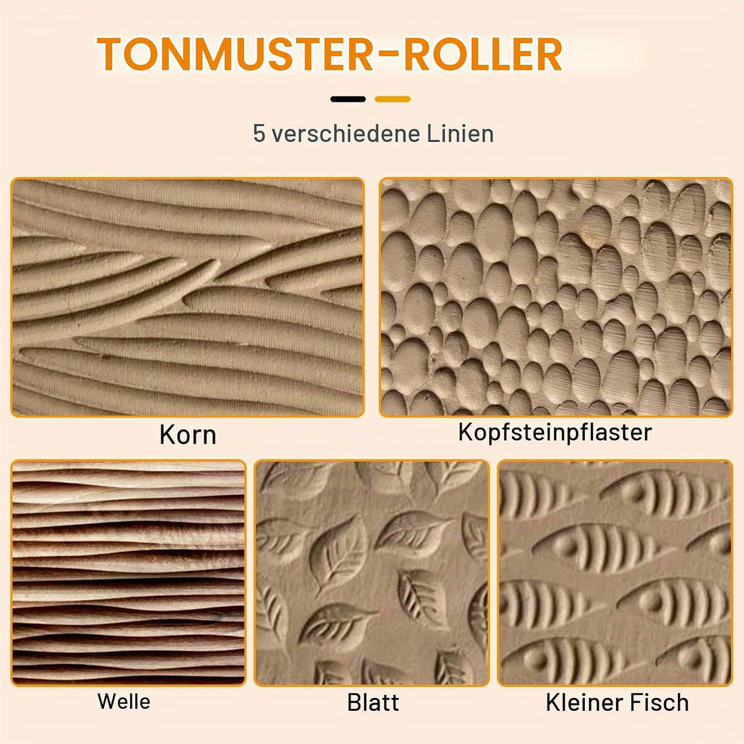 Jevina 5 Stücke Töpfer Werkzeuge Hand Rollen für Ton Ton Stempel Ton Muster Roller