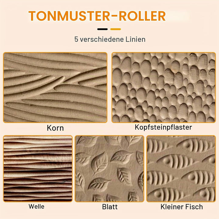Jevina 5 Stücke Töpfer Werkzeuge Hand Rollen für Ton Ton Stempel Ton Muster Roller