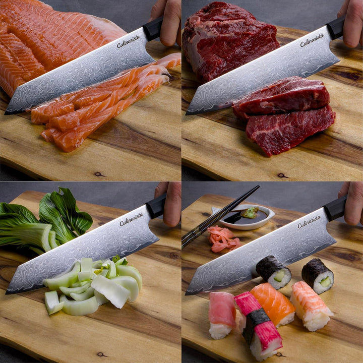 Kiritsuke Messer 20 cm – Japanisches Kochmesser aus 67 Lagen Damaststahl – Rasiermesserscharf & Perf