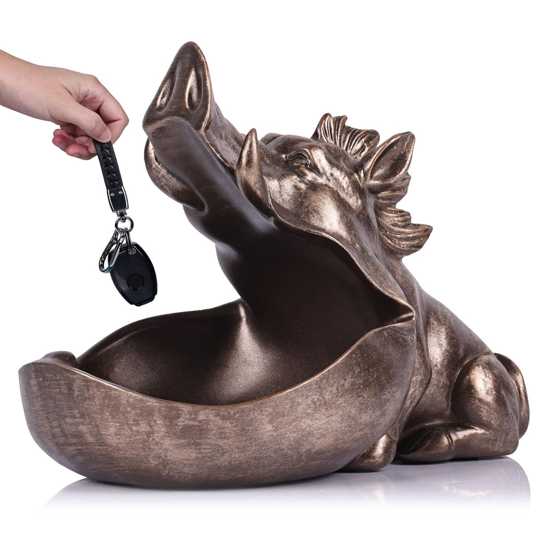 Kunstharz-Wildschwein-Dekoration, Süssigkeitenschale, Keksdose, Schlüsselschale, Geschenk, kupferfar