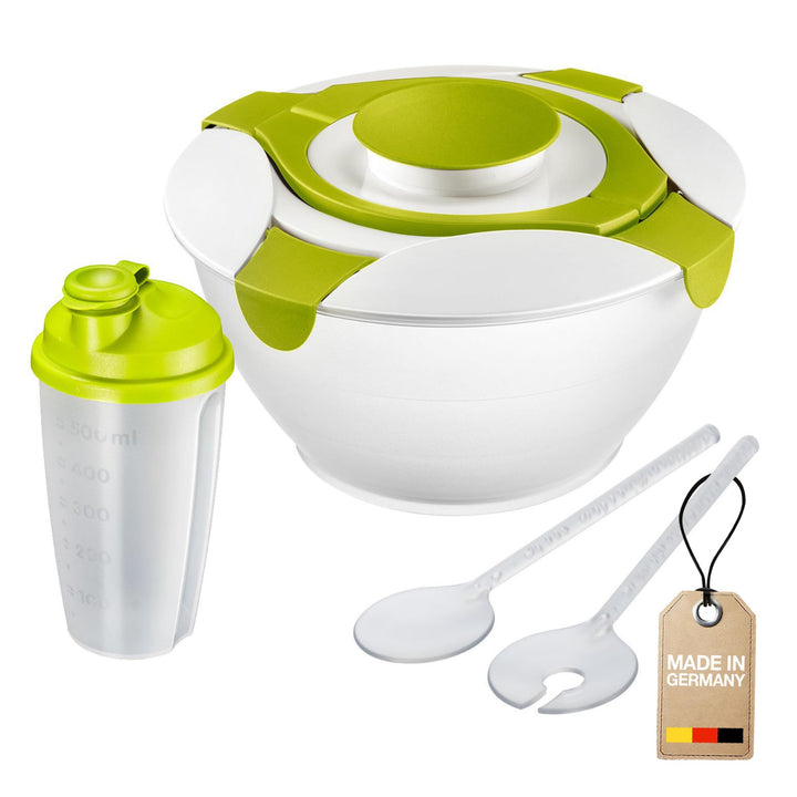 Westmark Salat-Set, 3tlg., Salatbutler, Salatbesteck und Dressingshaker, Kunststoff, Transparent/Grü