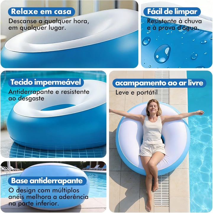 Aufblasbares Sofa, 85 * 85 * 43cm Aufblasbarer Sessel aus PVC, 100 kg Tragfähigkeit Strandliege Aufb