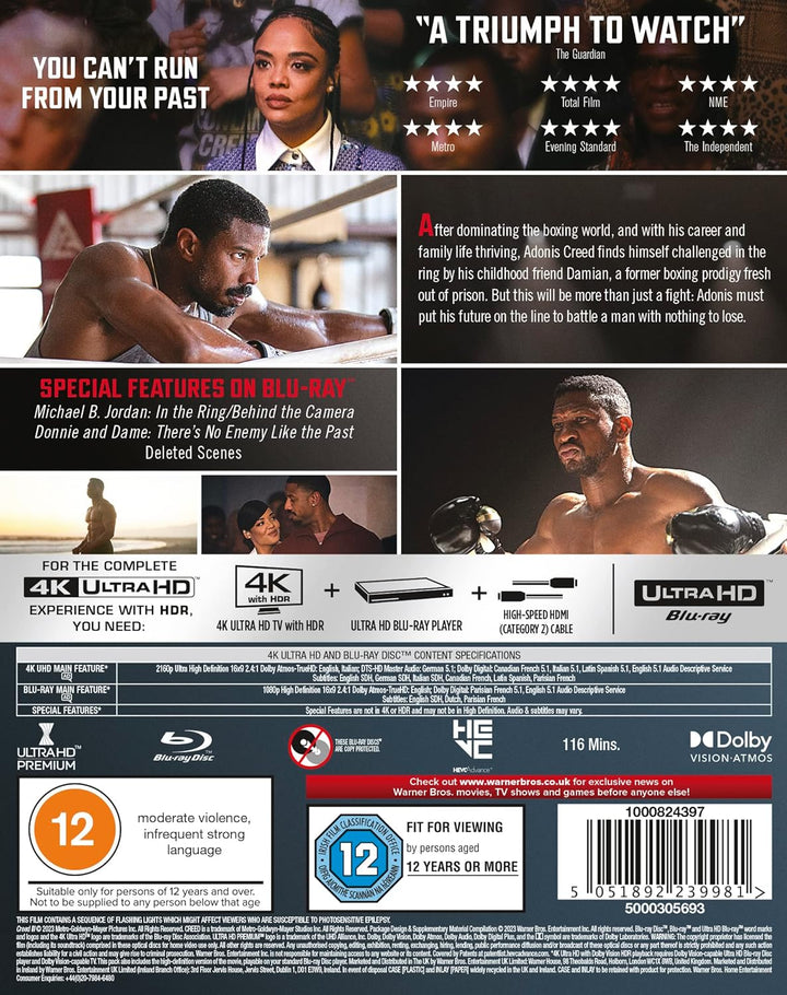 Creed III [4K Ultra HD] [2023] [Blu-ray] [Region Free], Blu-ray