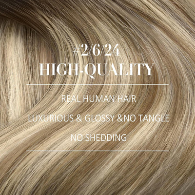 YoungSee Echthaar Extensions Clip Balayage 35cm Clip in Extensions Echthaar Braun Balayage Blond Inv