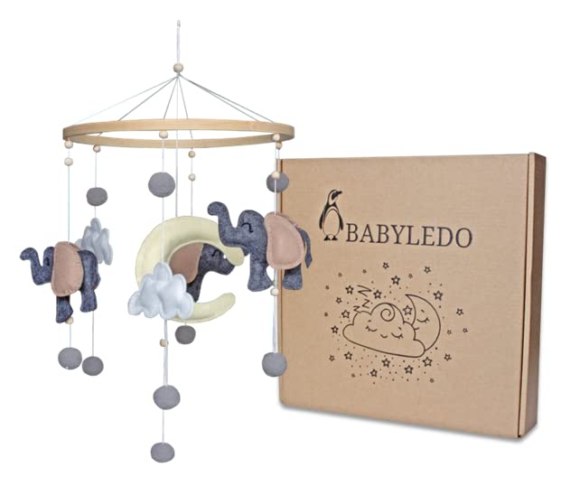 BABYLEDO Mobile für Babybett mit Geschenkbox, Traumfänger, Bettglocke, Holz, Babyzimmer Dekoration,
