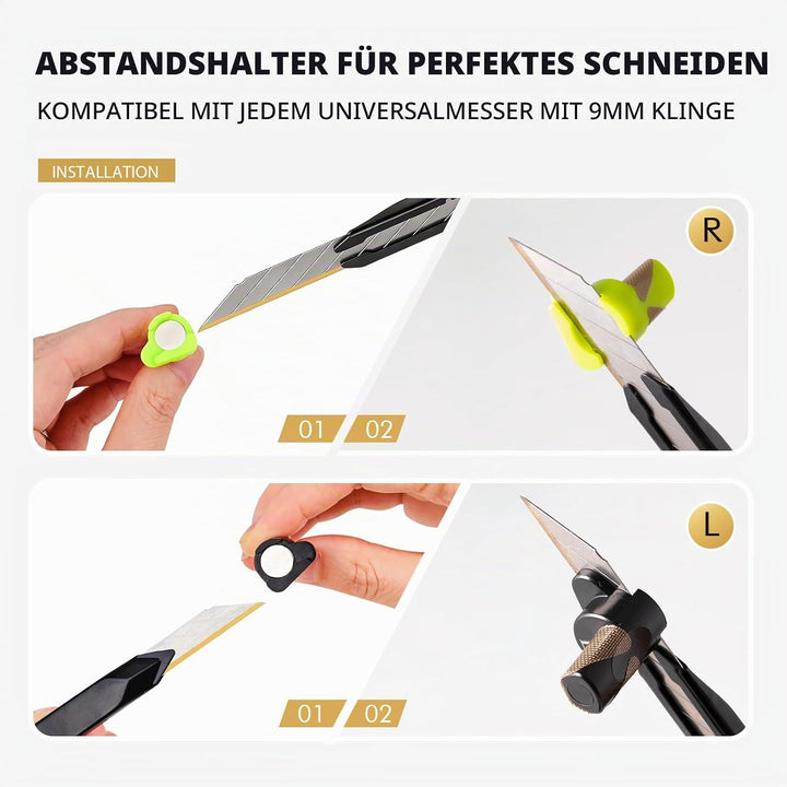 FOSHIO 9mm Titan Messer Cuttermesser mit 10 pcs 30°Titan-Ersatzklingen und Zwei Schneidhilfs-Distanz
