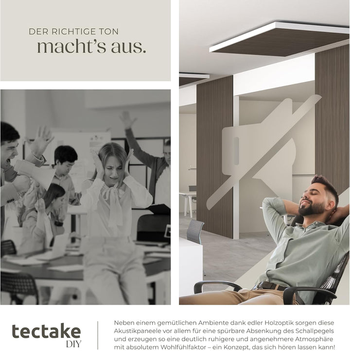 tectake® Akustikpaneele 2er Set mit Echtholzfurnier, effektiver Schallschutz, MDF, Schallabsorber, A
