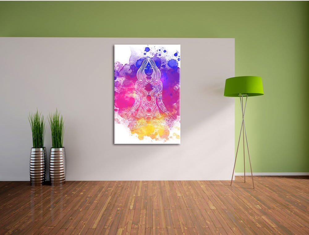 Lotoshaltung Yoga, Format: 100x70 auf Leinwand, XXL riesige Bilder fertig gerahmt mit Keilrahmen, Ku