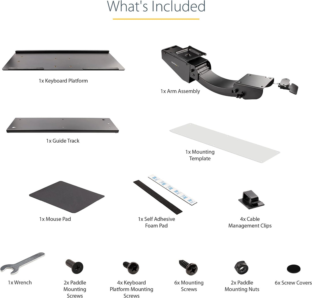 StarTech.com UNDER DESK KEYBOARD TRAY HEIGHT ADJUSTABLE W volle Bewegung, volle Bewegung