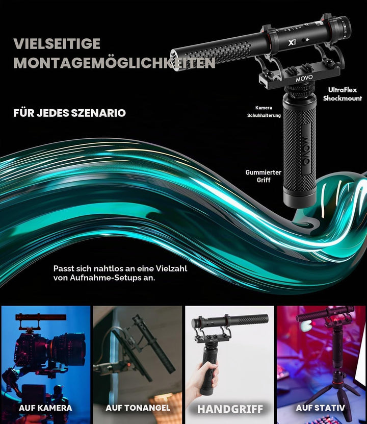 Movo X1 Supernierenmikrofon – 3,5 mm/XLR/USB-C-Kameramikrofon für DSLR, Smartphones und Computer – p