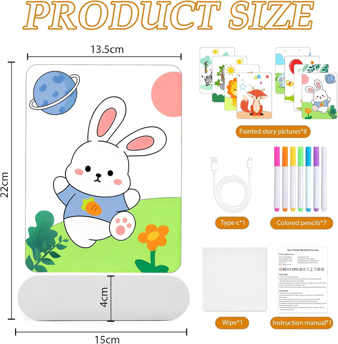 TXErfolg LED Notiztafel mit Farben, Leuchtendes Led Zeichenbrett für Kinder, 20x15cm Acryl Notiztafe