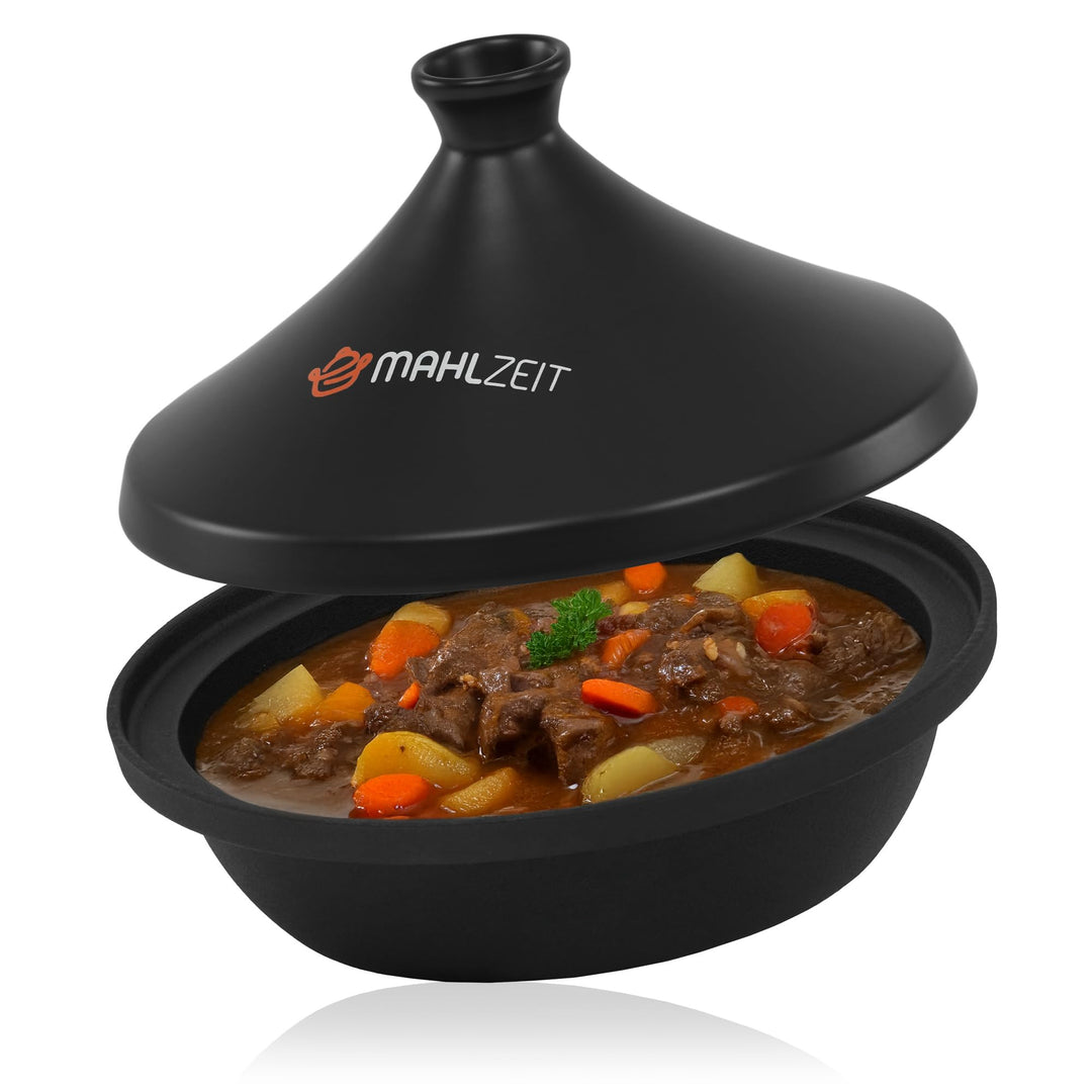 Mahlzeit gusseiserne Tagine | Ø 25 cm | emailliert | Tajine-Topf mit Deckel aus glasierter Keramik f