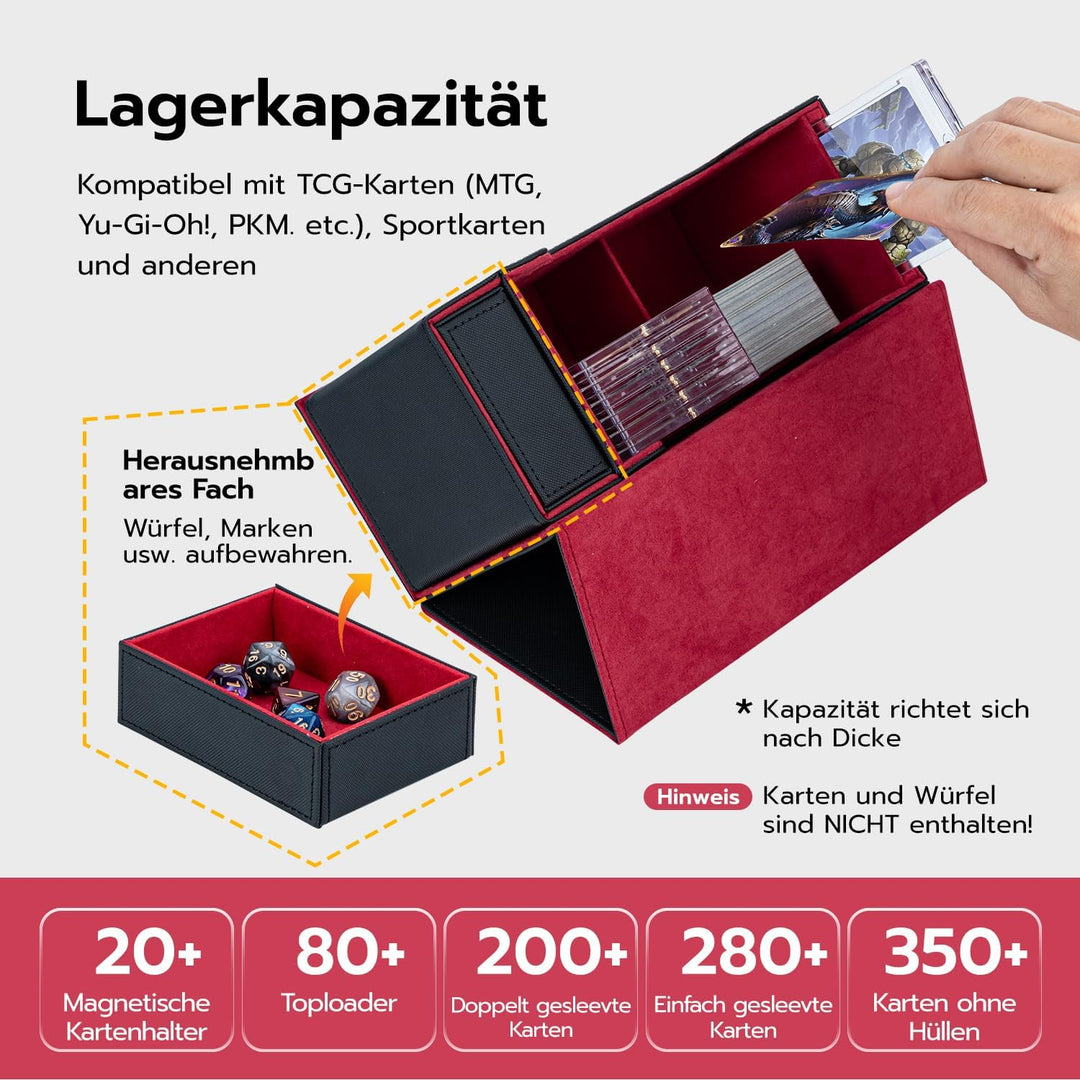 Doppelschicht Card Deck Box für MTG, Commander Displays,passt für 200 Kartens /22pcs 35PT Magnetic C