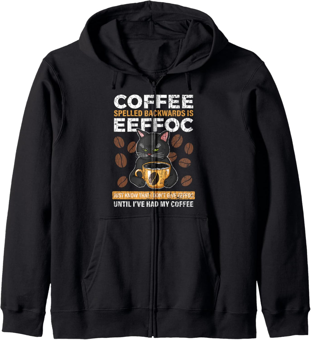 Coffee Spelled Backwards Eeffoc Funny Kaffetrinker Geschenk Kapuzenjacke