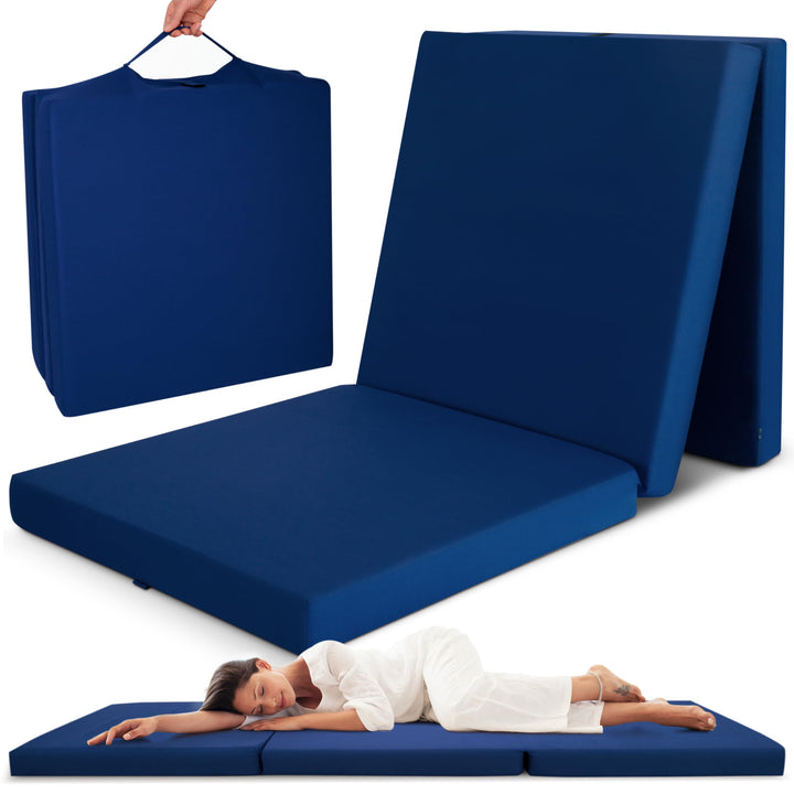 Beautissu Klappmatratze Gästebett klappbar Faltmatratze mit Tragegriff | 60x190cm Dunkelblau faltbar