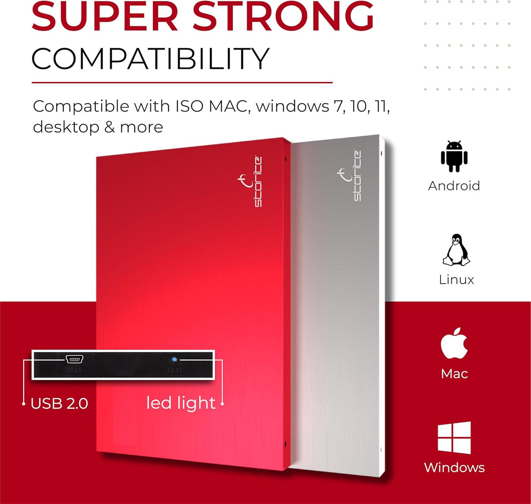 Storite 2,5 Zoll Ultra Slim tragbare Externe Festplatte USB 2.0 mit 200 GB Speichererweiterung, HDD-