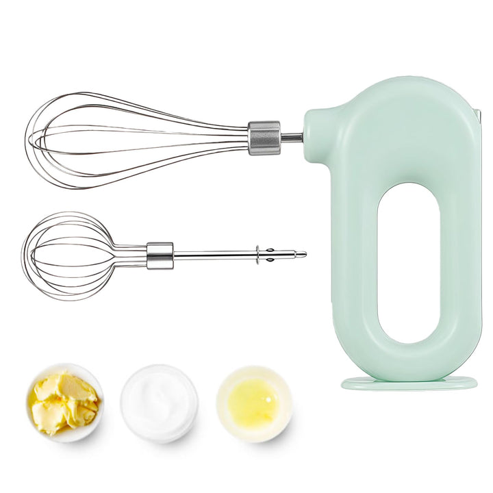 Elektrischer Handmixer: Grün Leistungsstarker Handmixer mit 4 Stufen, Kabelloser handmixer mit 2 Ede