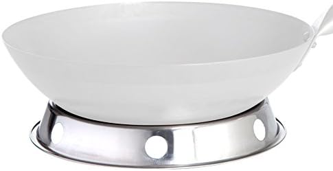 Original chinesische Wokpfanne, Ø 33 cm und Edelstahl-Wok-Ring (Wok, China-Wok, Stahl-Wok, Asia-Wok)