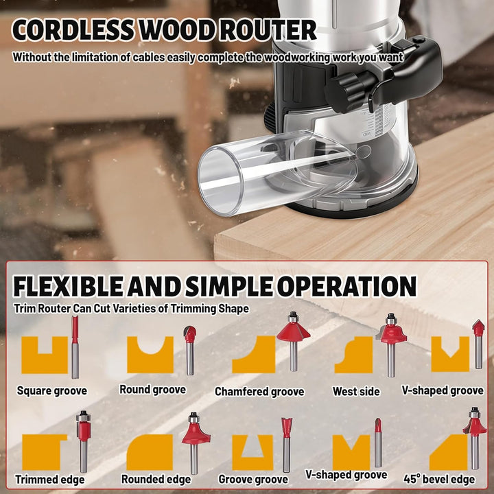 Bürstenloser kabelloser Power-Router kompatibel mit Milwaukee M18 18 V Akku, Kantenschneider Trimmer