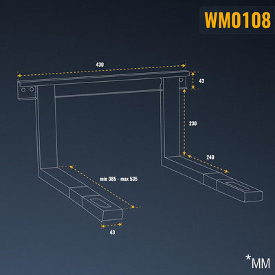 RICOO Mikrowellenhalterung, Mikrowellen Halter Wand, WM0108, Mikrowellenhalterung Wand, 43x53,5 cm,