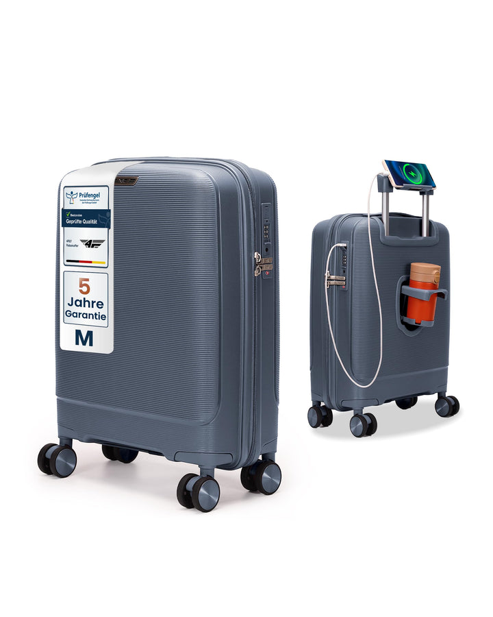 Leichter Hartschalen-Handgepäckkoffer M – 55×37×20 cm (35L), Kabinenkoffer mit TSA-Schloss, USB-Lade