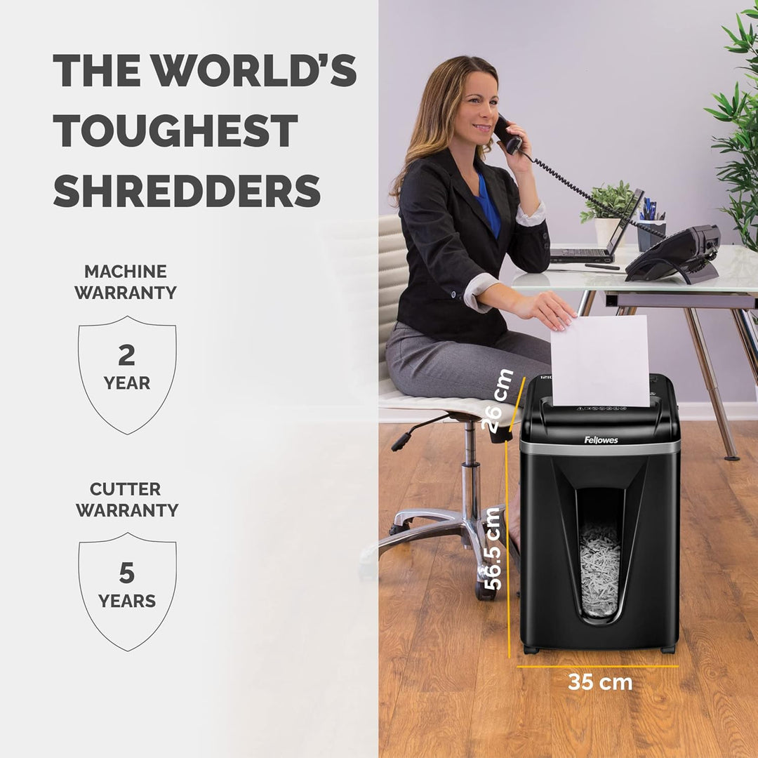 Fellowes 4074101 Aktenvernichter 450M 1-3 Benutzer, hohe Privatsphäre, Mikroschnitt, 22 l ausziehbar