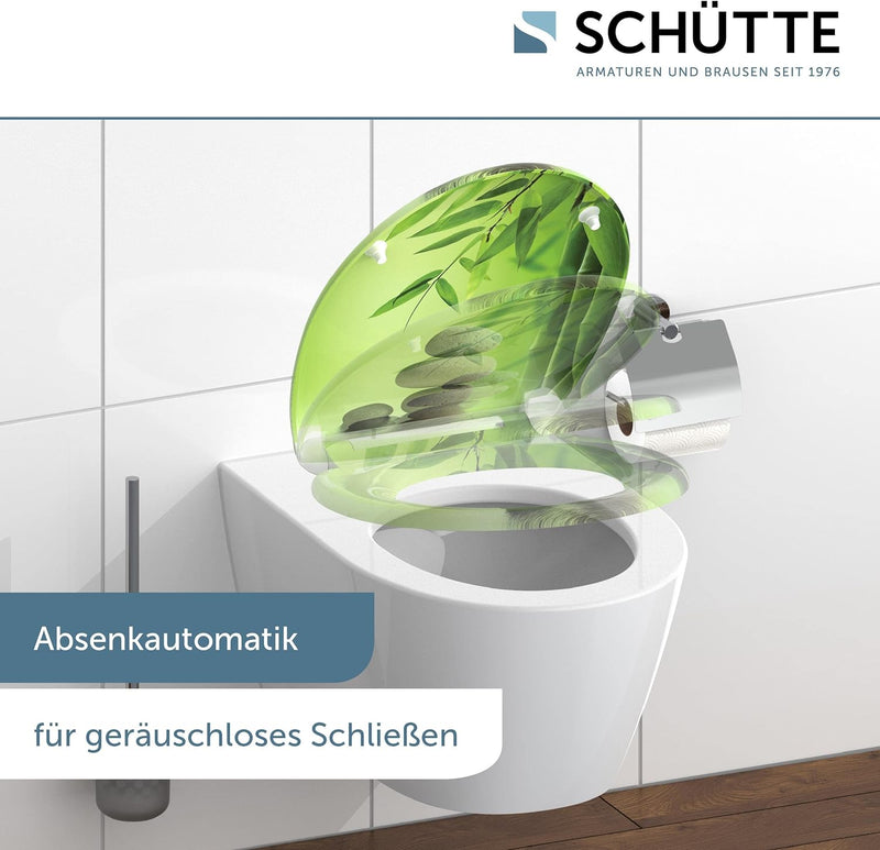 SCHÜTTE WC-Sitz Duroplast GREEN GARDEN, Toilettensitz mit Absenkautomatik und Schnellverschluss für