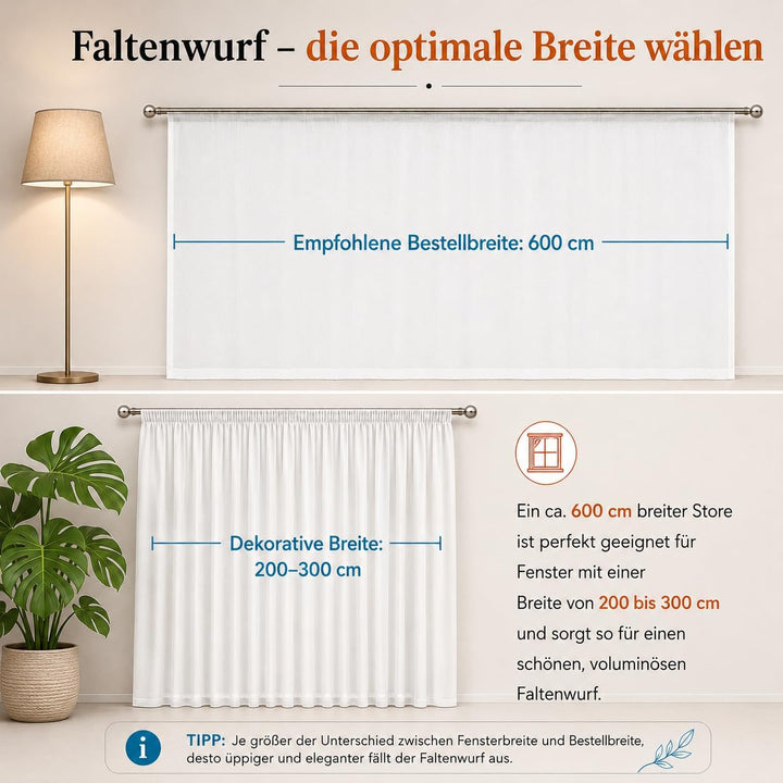 Generisch Gardinen mit Kräuselband Fertiggardine halbtransparent Voile Bleiband Vorhang Wohnzimmer S