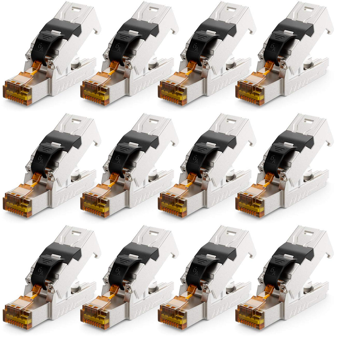 deleyCON 12x CAT 6a Netzwerkstecker RJ45 mit LSA Anschluss Werkzeuglos für Starre Verlegekabel LAN K