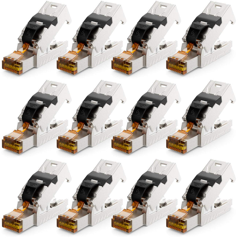 deleyCON 12x CAT 6a Netzwerkstecker RJ45 mit LSA Anschluss Werkzeuglos für Starre Verlegekabel LAN K