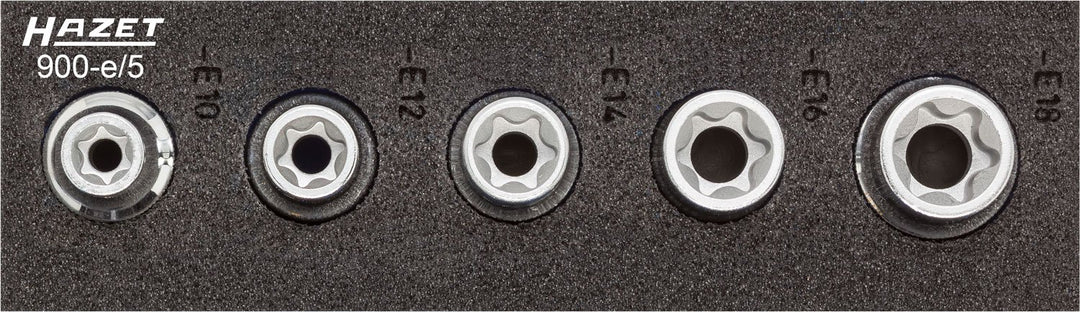 HAZET 900-E/5 Torx-Steckschlüssel-Satz, Satz E10, E12, E14, E16, E18 Torx, Satz E10, E12, E14, E16,