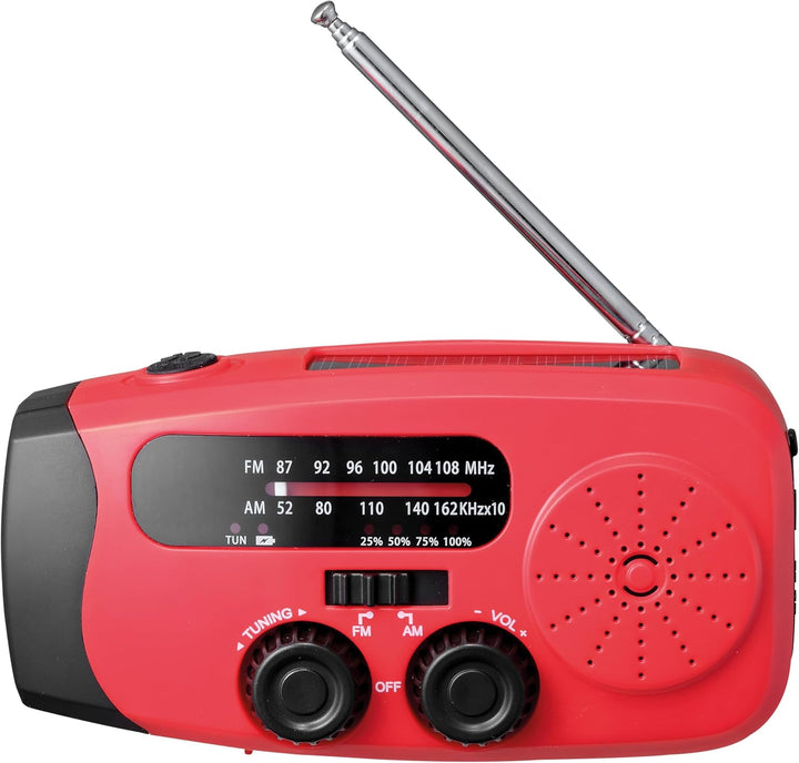 Notfall-Solarradio | NFS-2005 | Kurbel, Akku, USB, Taschenlampe, Powerbank, Outdoor, Camping, Klein,