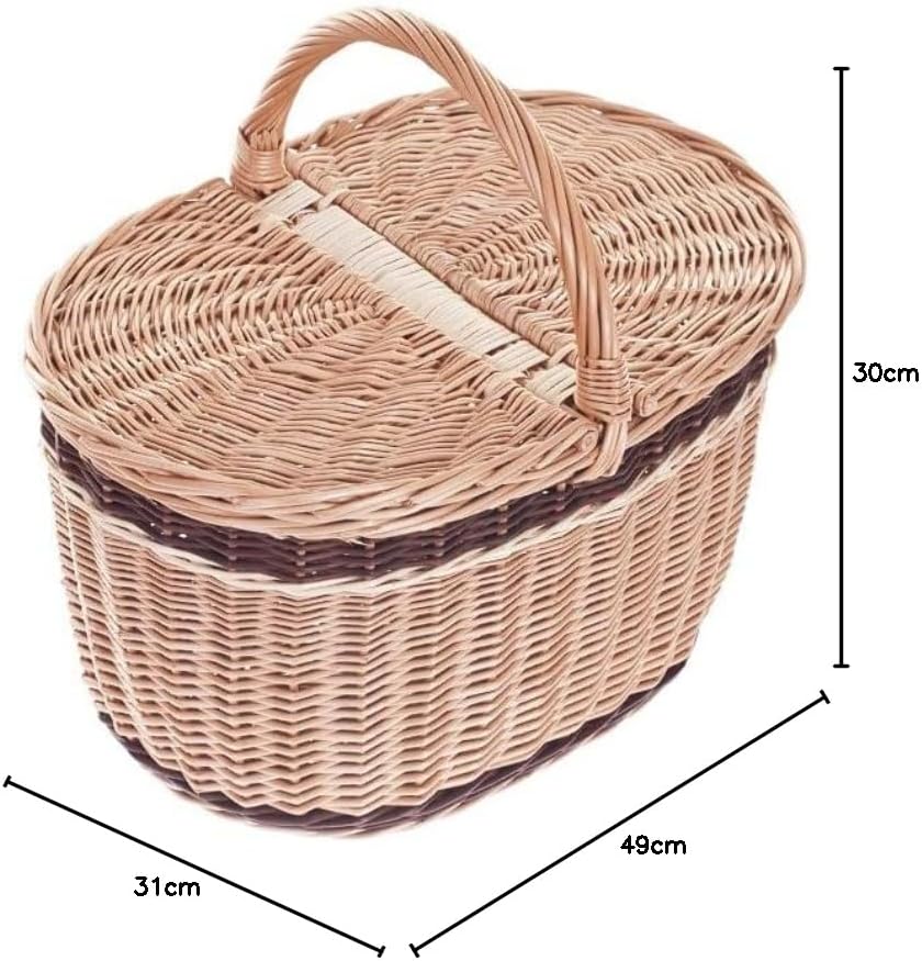 Picknickkorb aus Weide Weidenkorb mit dem Deckel grosser Aufbewahrungskorb für Obst und Gemüse Provi
