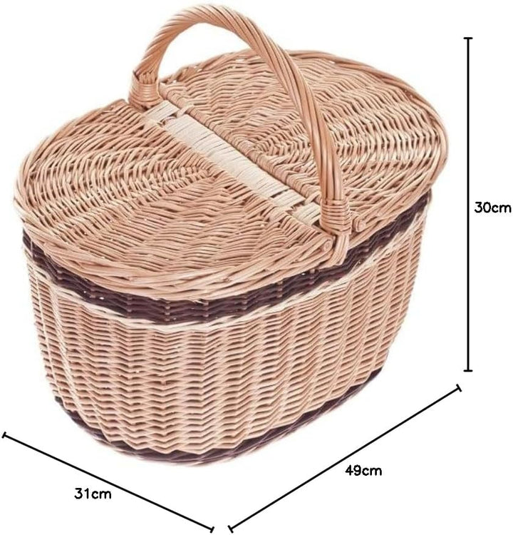 Picknickkorb aus Weide Weidenkorb mit dem Deckel grosser Aufbewahrungskorb für Obst und Gemüse Provi