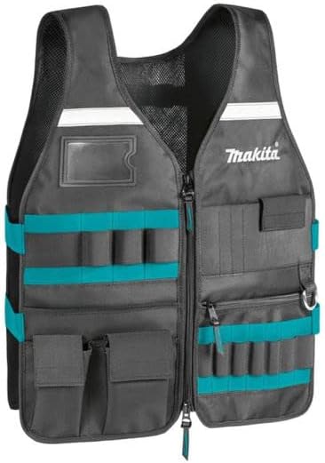 Makita P-72089 Arbeitsweste mit Mehreren Taschen, Schwarz, 25.1 x 20 Inch