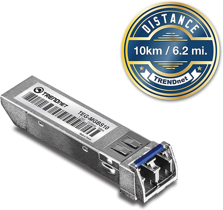 TRENDnet, TEG-MGBS10, SFP auf RJ45 Mini-GBIC, für Singlemode-Glasfaser, Entfernungen bis zu 10 km (6