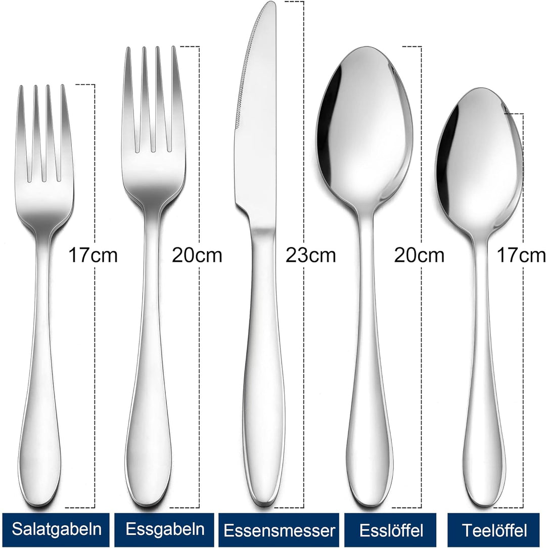 Herogo Besteck Set, 60-teilig Edelstahl Besteckset für 12 personen, Silber Essbesteck mit Gabel Löff