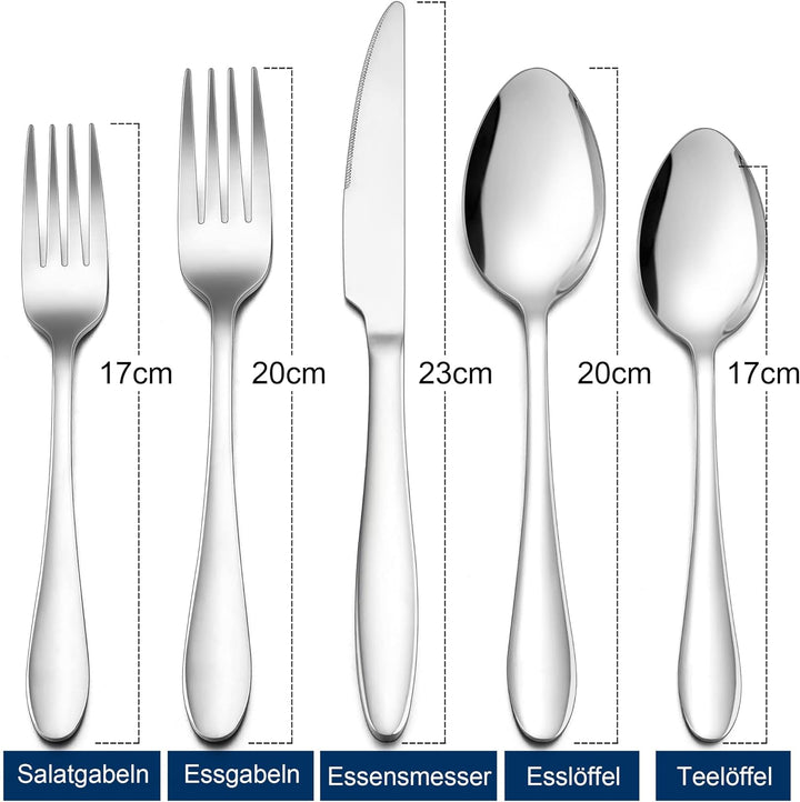 Herogo Besteck Set, 60-teilig Edelstahl Besteckset für 12 personen, Silber Essbesteck mit Gabel Löff