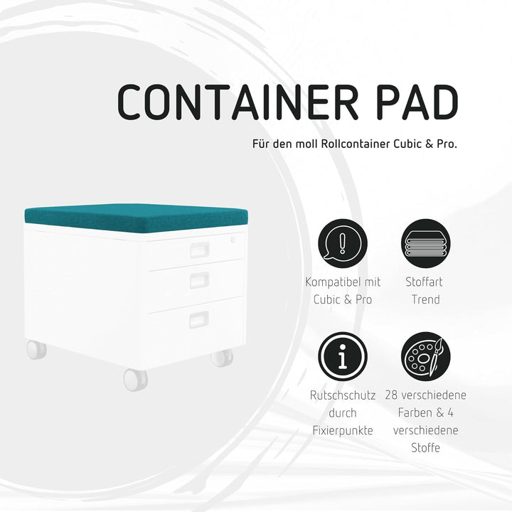 moll Pad, Sitzkissen für die Rollcontainer moll Pro und moll Cubic, abnehmbar und leicht zu reinigen