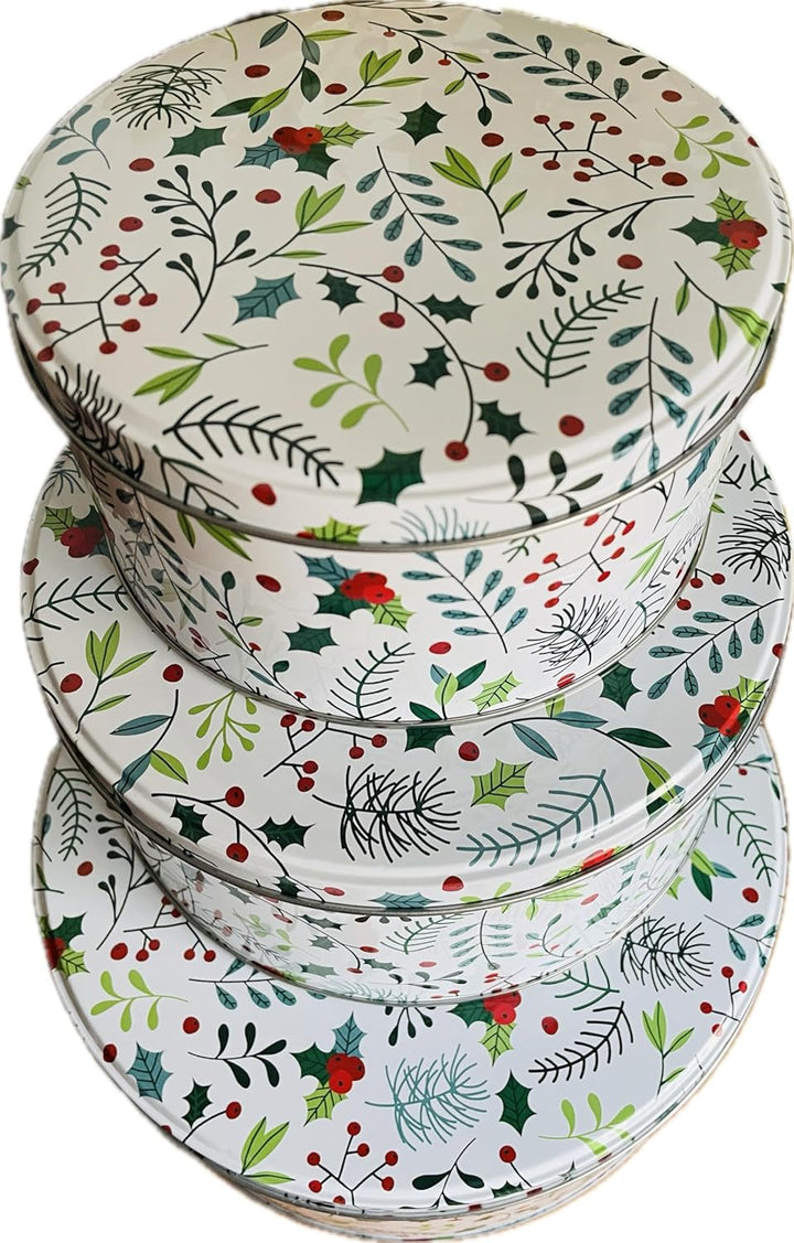 khevga Keksdose Weihnachten Set Plätzchendose aus Blech Set (weiss-bunt), Weiss-bunt