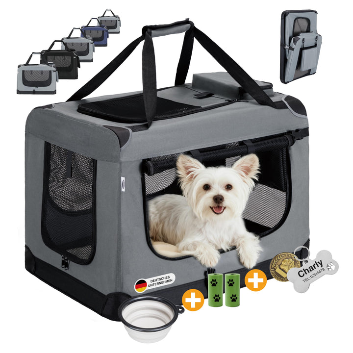 Zedelmaier Hundebox Faltbar Hundetransportbox Auto robust Transportbox für Hund & Katze Gross Hundet