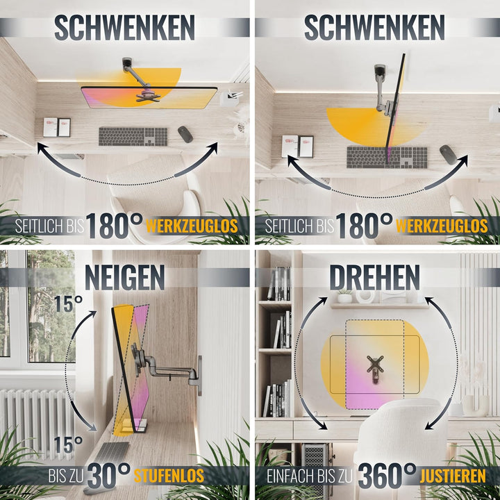 RICOO TÜV geprüfte PC Monitor Wandhalterung Schwenkbar Neigbar Universal für Bildschirm 13-19-24-27-