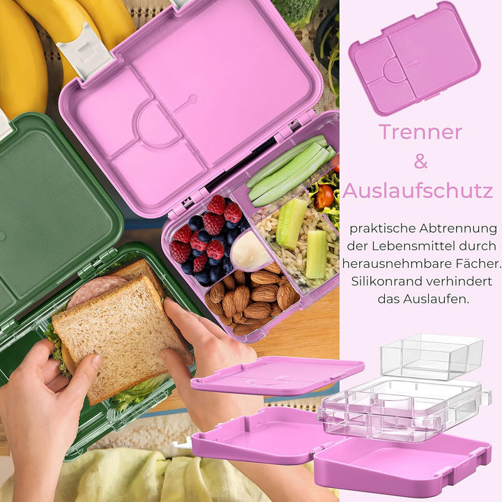 My Vesperbox – Len - Bento Box Kinder - Lunchbox mit 4+2 Fächern - extrem robust – Brotdose – Brotbo